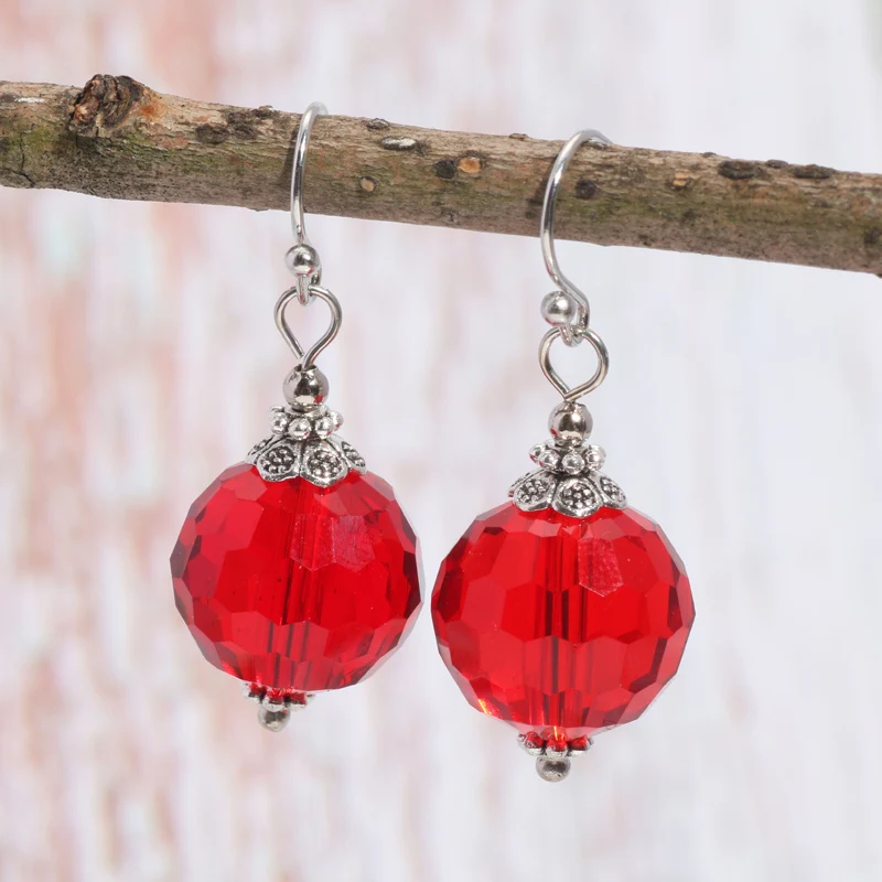 

silver color Red Cubic Zircon CZ Earrings For Women Girls Woman Drop Earrings Valentines Gifts Wholesale Jewelry Y-20