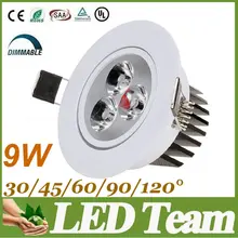 Фабрика Продавец 9 Вт Светодиодные Светильники Высокой Мощности Чипов 3*3 Вт Теплый/Холодный/Природа белый 4000 К+ Драйвера+ 3 Года Гарантии CE& ROHS UL CUL