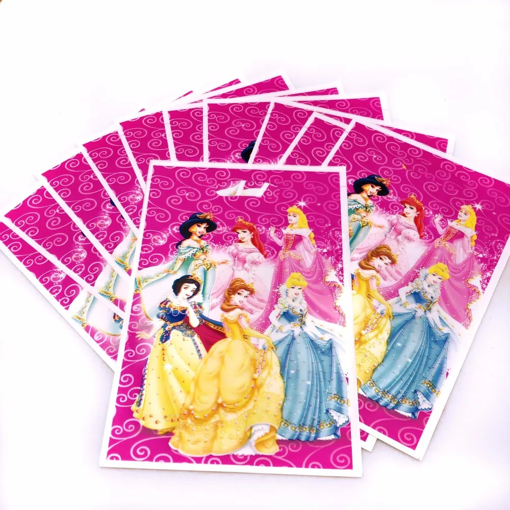 

10pcs/set Princess Cartoon Theme Gifts Bags Happy Birthday Party Decoration Shopping Bag Baby Shower Party Supplies Set
