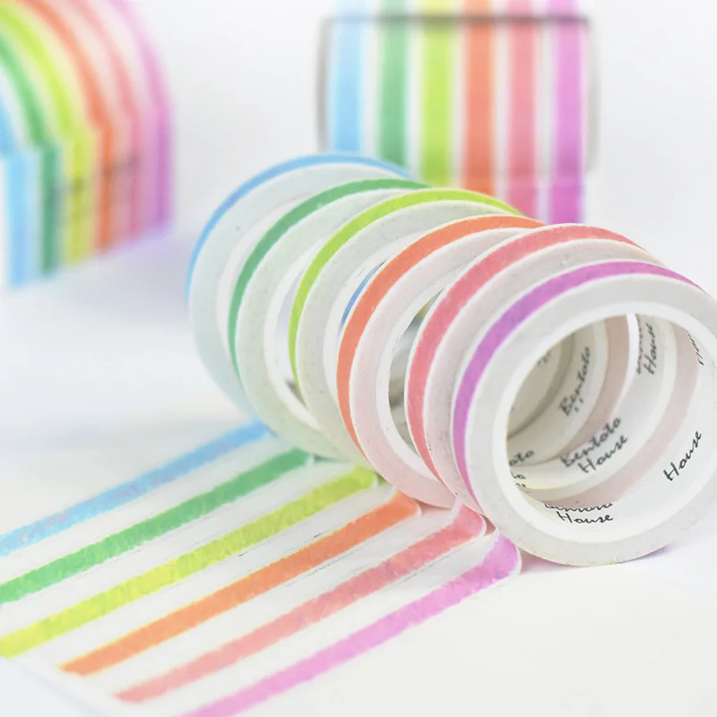 Rainbow crayon Pure Color Decorative Pattern Washi Tape Adhesive Tape