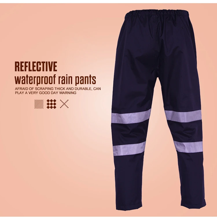 Reflective Rain Pants Raincoat Traffic Road Safety Waterproof Men Working Pants 300D Oxford Wear-resistance Work Trousers (8)