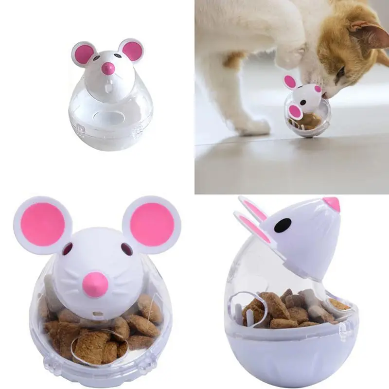 Cat Mice Shape Food Rolling Leakage Dispenser Bowl Playing Training Educational Toys For Cats