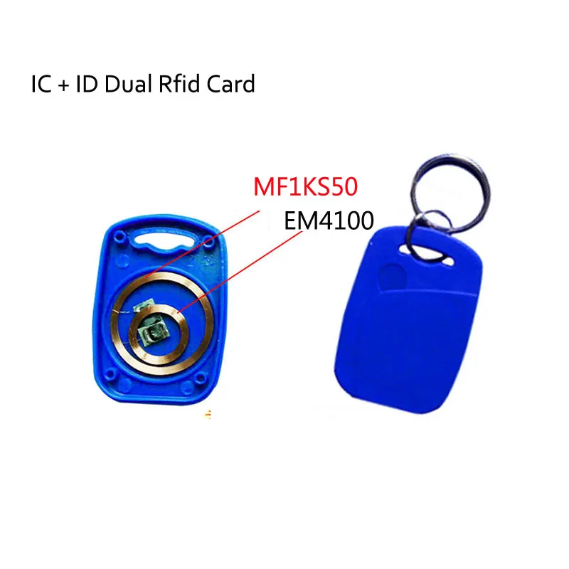 

IC+ID Dual RFID/NFC Keyfobs EM4100&FM11RF08 S50 RFID&NFC Composite Cards 125khz RFID 13.56mhz NFC Key Tag Access Control tags