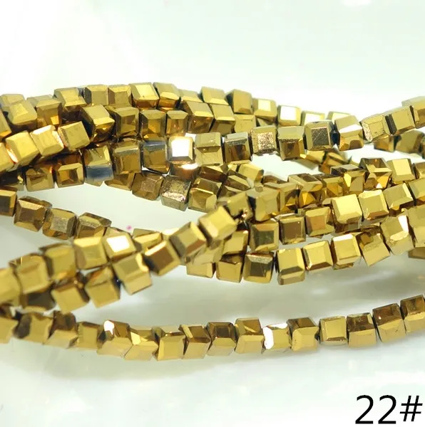 200 шт кубические Хрустальные стеклянные бусины 2 мм DIY - Цвет: gold
