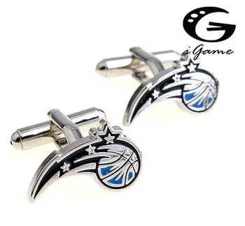 

iGame Factory Price Retail Men's Cufflinks Blue Color Brass Matrial Basketball Design Cuff Links