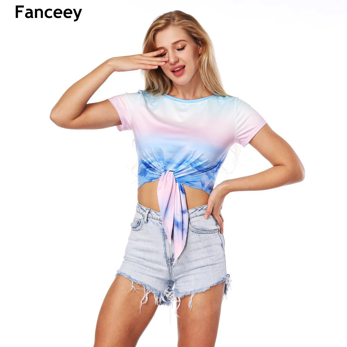cropped tie shirt