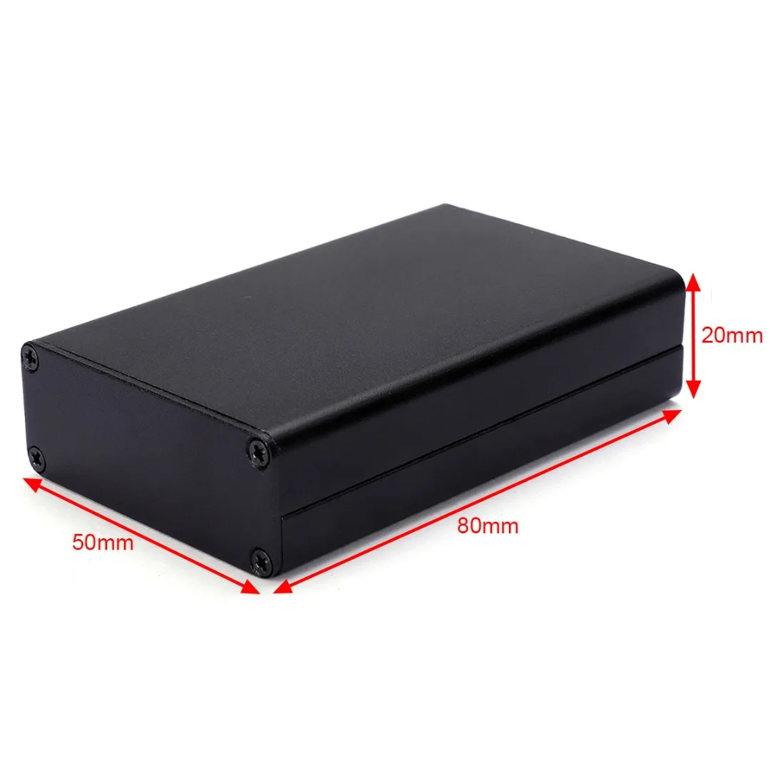 1 шт. черный алюминиевый ящик для инструментов, корпус, чехол для электронного проекта 80x50x20 мм, алюминиевая коробка с винтами