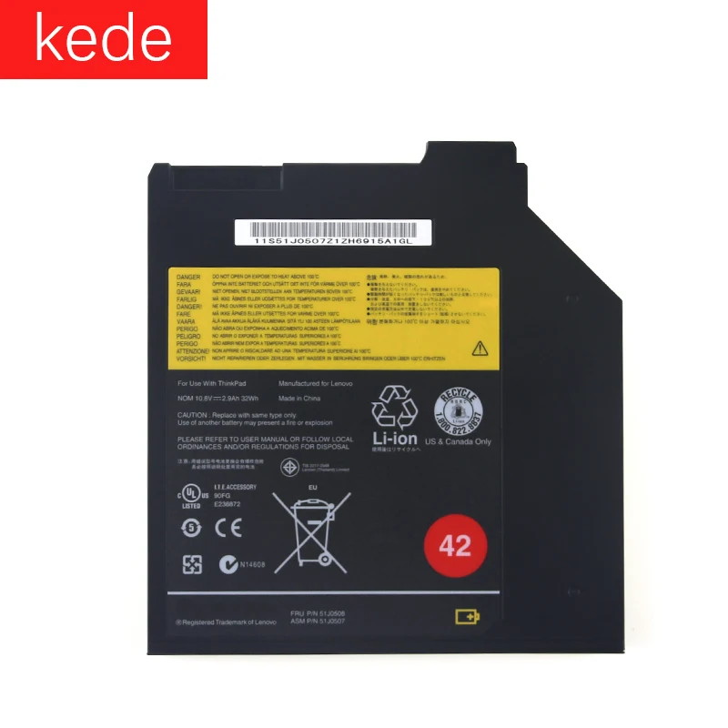 Kede аккумуляторная батареядля ноутбука lenovo ThinkPad подлинной DVD Ultrabay 51J0508 51J0507 T400 T400S T410S T420S T60 T60P T61 T61P