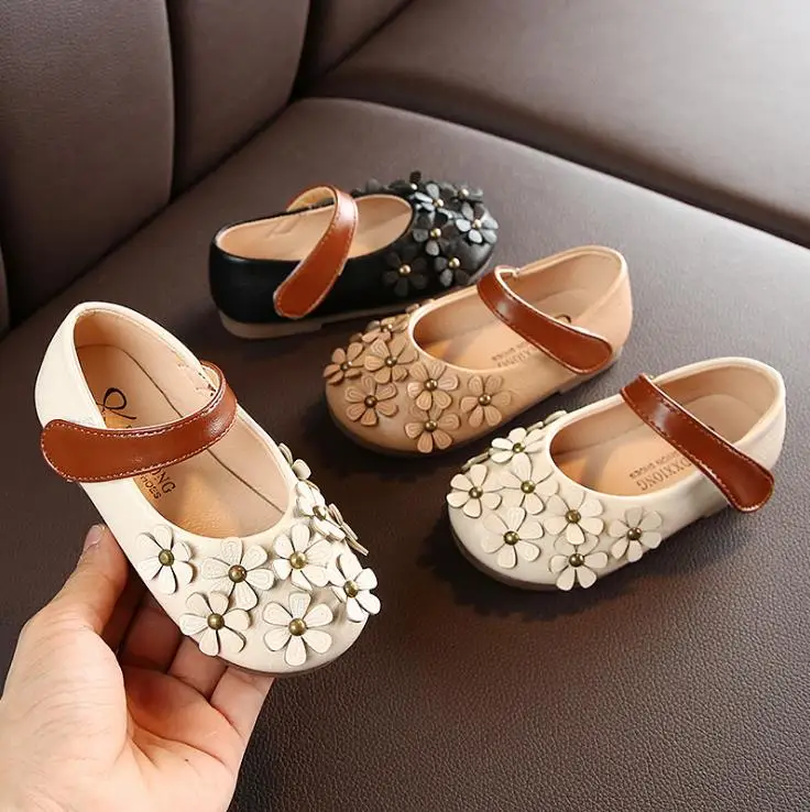 

Children girls flowers shoes Girls Shoes Flat princess Shoes 21-30 black pink beige 252 TX11