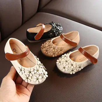 

JY Children girls flowers shoes Girls Shoes Flat princess Shoes 21-30 black pink beige 252 TX11