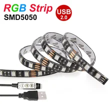 DIY USB LED Strip 5050 IP65 RGB LED Strip Light DC5V Flexible LED Lights Tape 50CM 1M 2M For TV Background Lighting Decoration