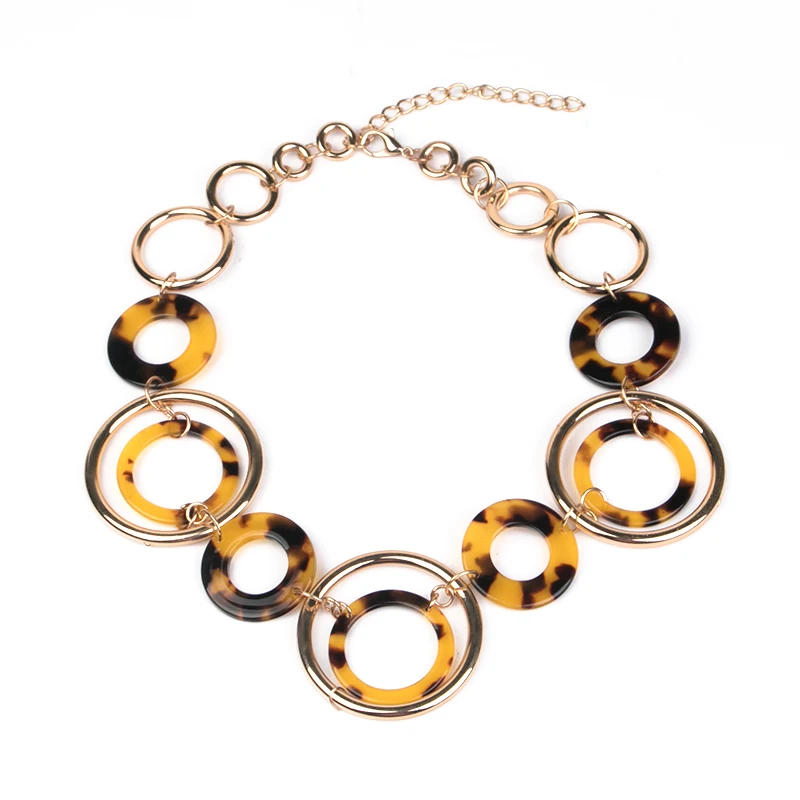 Long Gold Metal Chains Fashion Big Necklace Women Round Geometric Acrylic Designer Vintage Necklaces for Girls Jewelry Wholesale