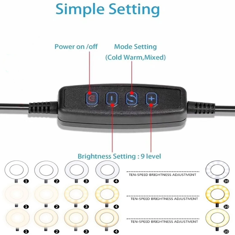 USB СВЕТОДИОДНЫЙ светильник на 360 градусов, заполняющий светильник, вспышка для фотосъемки, Селфи, кольцо для живого потокового видео, регулируемое удержание телефона с регулируемой яркостью