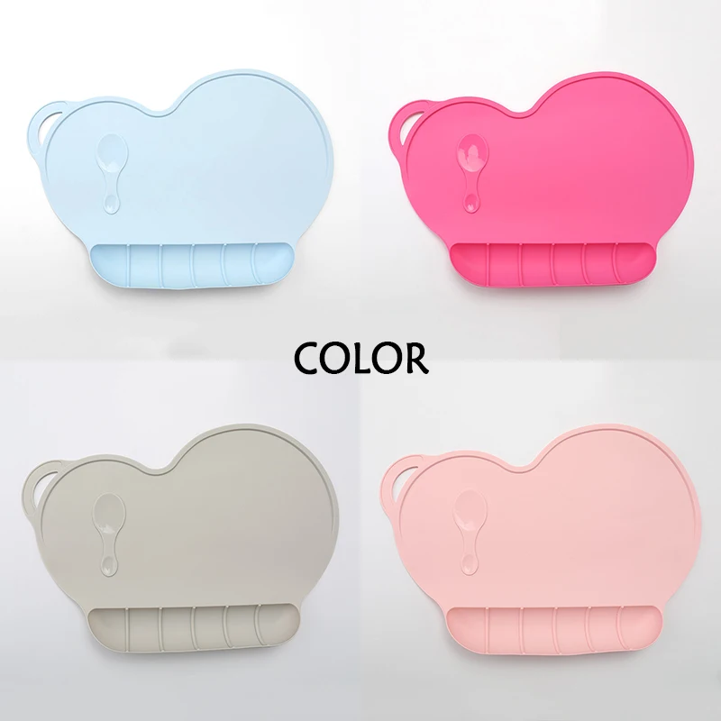 Qshare Baby Silicone Plate Sucker Anti-slip Kids Placemat Waterproof Snack Mat Food Pocket Child Dinner Plate Tableware Set