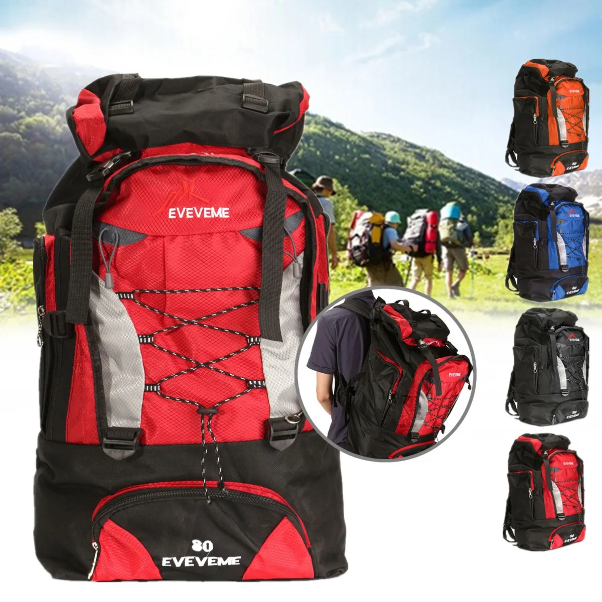 80L Waterproof Camping Hiking Climbing Backpack Mountaineering Backpack