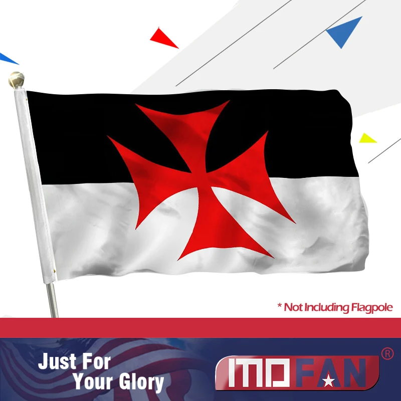 

MOFAN Roman Catholic Church Flag Polyester Durable and Bright Color Knights Templar Battle Flag with 2 Solid Grommets 3x5 ft