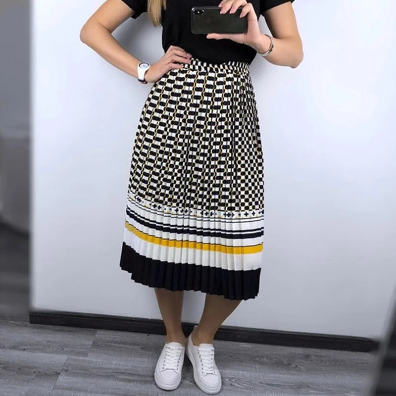 Cena FATIKA 2019 wiosna lato plisowana spódnica spódnice z wysokim stanem eleganckie panie dna Streetwear kobiet spódnice Hot