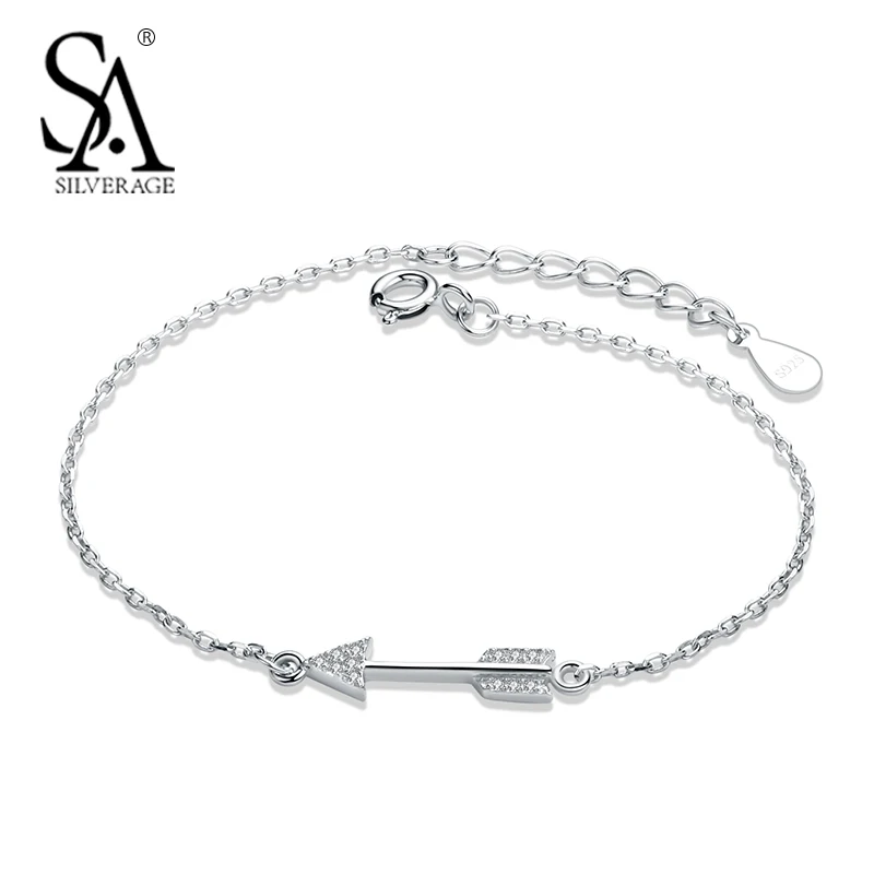 

SA SILVERAGE Silver Bracelet for Women 925 Sterling Silver Arrow Charms Bracelets & Bangles Valentine Day Gift Fine Jewelry