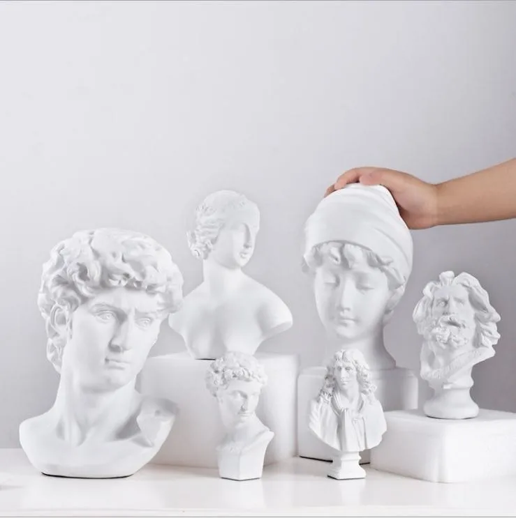 

David Head Portraits Bust Mini Gypsum Statue Michelangelo Buonarroti Home Decoration for Resin Art&Craft Sketch Practice