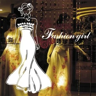 

Clothing Store Wall Sticker Sexy Lady Girls Decoration Clothing Store Decal Cloakroom Showcase Decor Clothing Shop Glass Decal