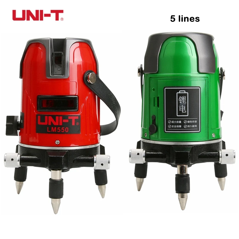 

UNI-T LM550 Red Beam Line Laser Level LM550G Green Line Laser Level 5 lines 3 points 360 self- leveling Instrument Level Tool