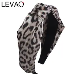 LEVAO печати леопарда повязка крест для Для женщин повязка на волосы "тюрбан" ретро крест резинки для волос с узлом обруч для волос на женские