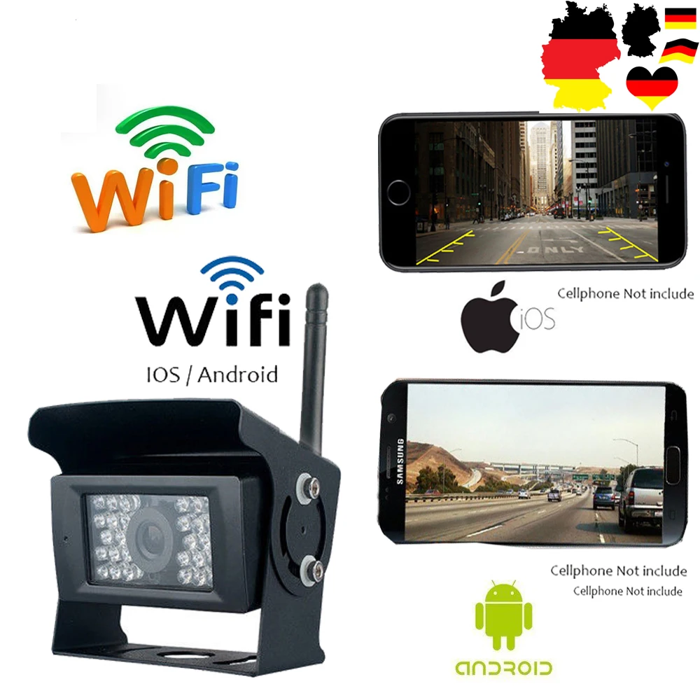 

Car Wifi Vehicle Backup Camera Heavy Duty 28 LED IR Night Vision Waterproof Vehicle Rear View Camera 12V 24 V For RV Bus Truck