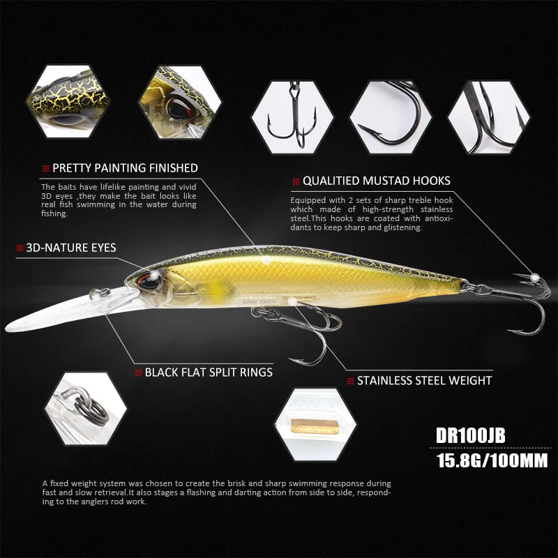 ALLBLUE Новый JERKBAIT профессиональная рыболовная приманка 100DR 100 мм 15 8 г подвесной