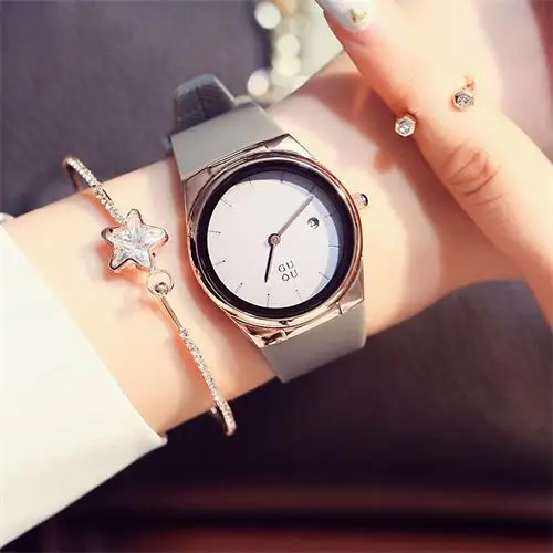 GUOU, женские часы, подлинные, модные, HK, бренд, высокое качество, женские часы, водонепроницаемые, сплав, кварцевые часы, женские, horloges vrouwen - Цвет: grey