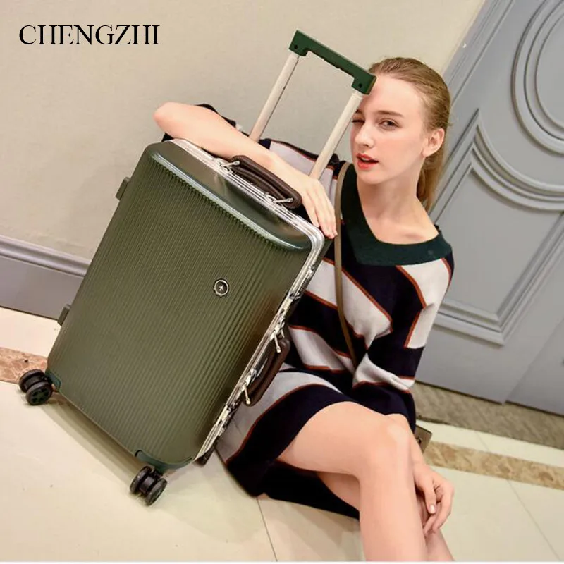 CHENGZHI2" 24" 2" 29" дюймов старинные прокатки багажа алюминиевая рама high-end сумка тележка для женские