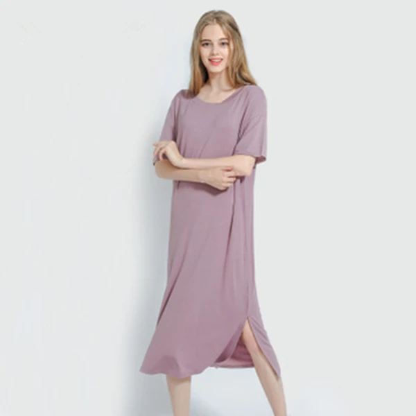 Daeyard Womens Nightgown Summer Modal Dress Short Sleeve Soft 