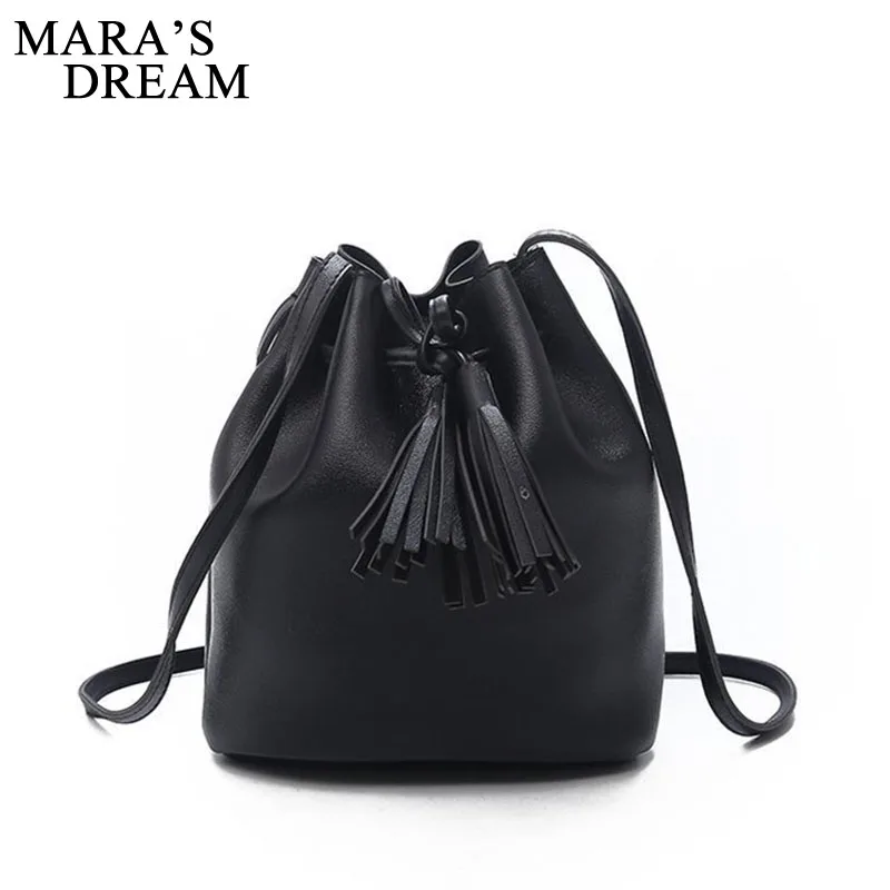 

Mara's Dream 2019 Korean Version of The New Women's Bag Shoulder Messenger Bag Retro Tassels Drawstring Bucket Bag
