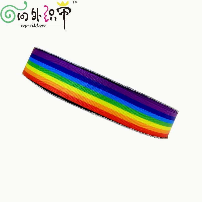 

Free shipping 50 yard per size rainbow printed grosgrain ribbon 966
