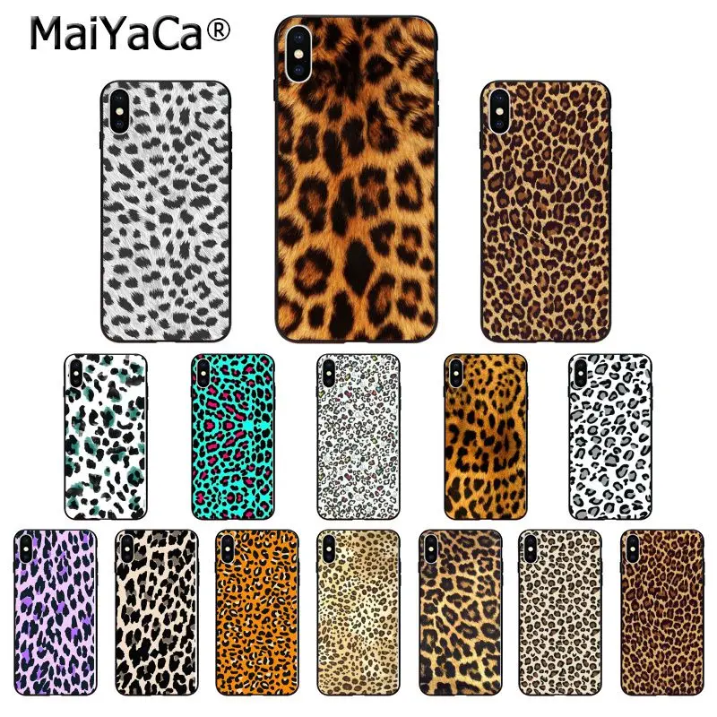 

MaiYaCa Fashion Tiger Leopard Print TPU Soft black Phone Case Cover for Apple iPhone 8 7 6 6S Plus X XS MAX 5 5S SE XR Cover