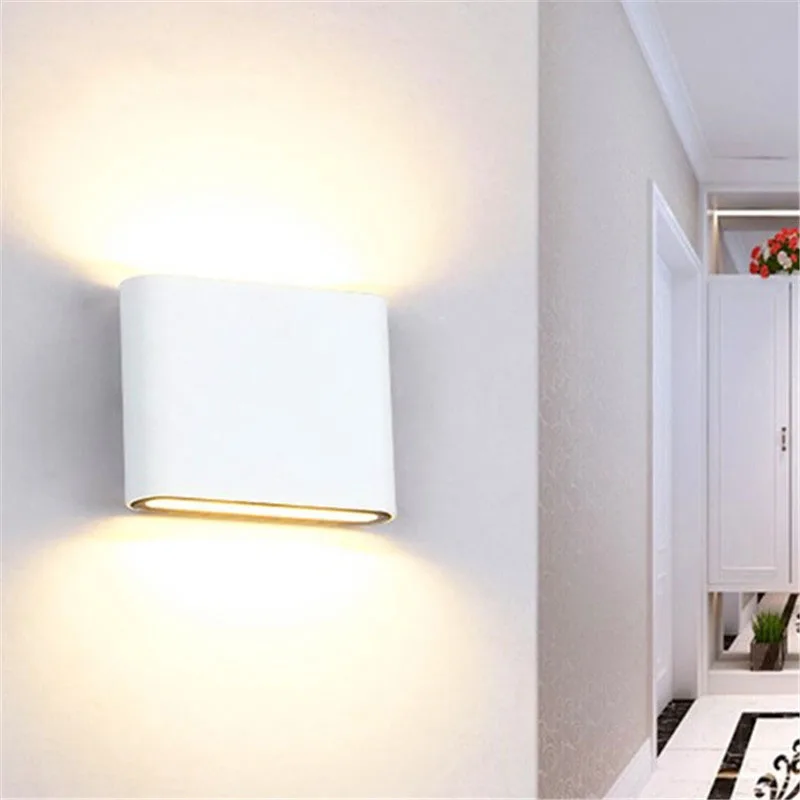 EHOME Outdoor indoor Wall light Waterproof 6W 12W AC85-265V COB Led Sconces Modern Home Lighting white black Decoration
