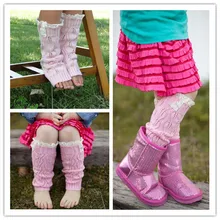 Детская мода для маленьких девочек Вязание ног Детские гетры зимние сапоги для детей носки гетры кружевной отделкой крючком пуговицы