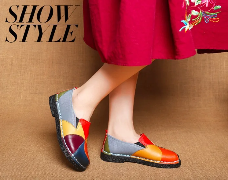 Genuine Leather Women Flats Shoes Nice Spring Summer Casual Women Shoes   Fashion Breathable Soft Mother ShoesNice0530-183341