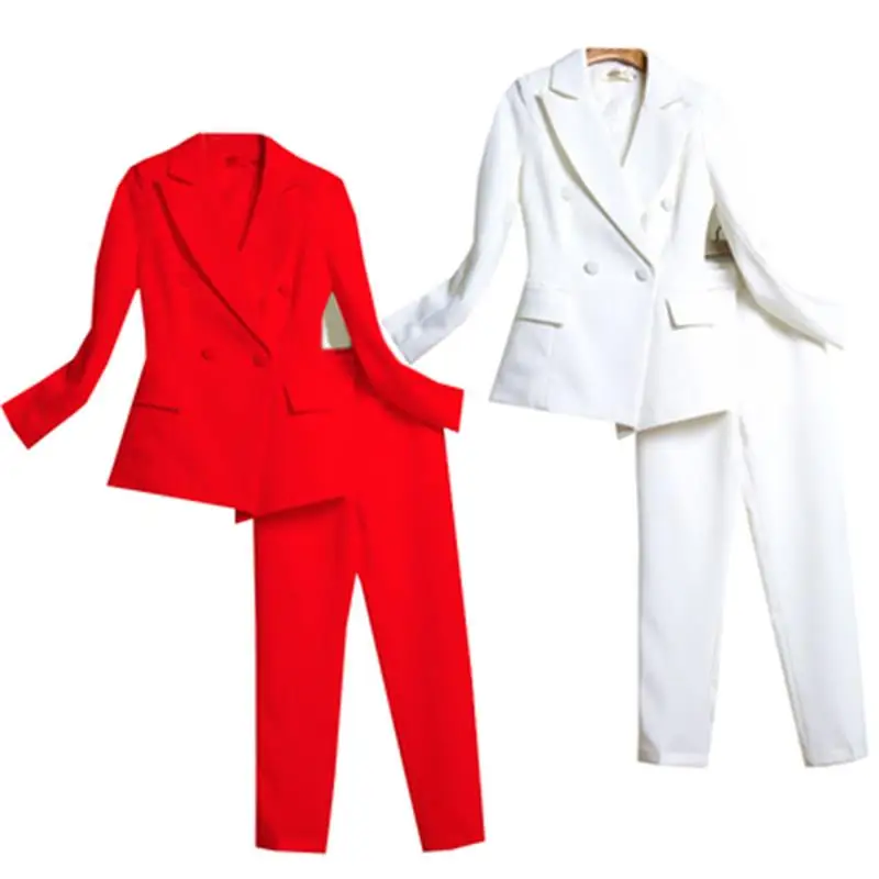 

Fashion red slim small suit suit female ew temperament still casual professional suit hosted suit two-piece set female