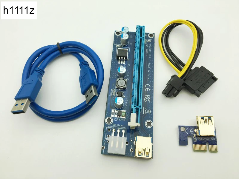 Riser VER009S LED Golden USB 3.0 PCI E PCIE Express 1x до 16x карта SATA 6Pin для майнинга биткоинов|pcie usb card|pcie