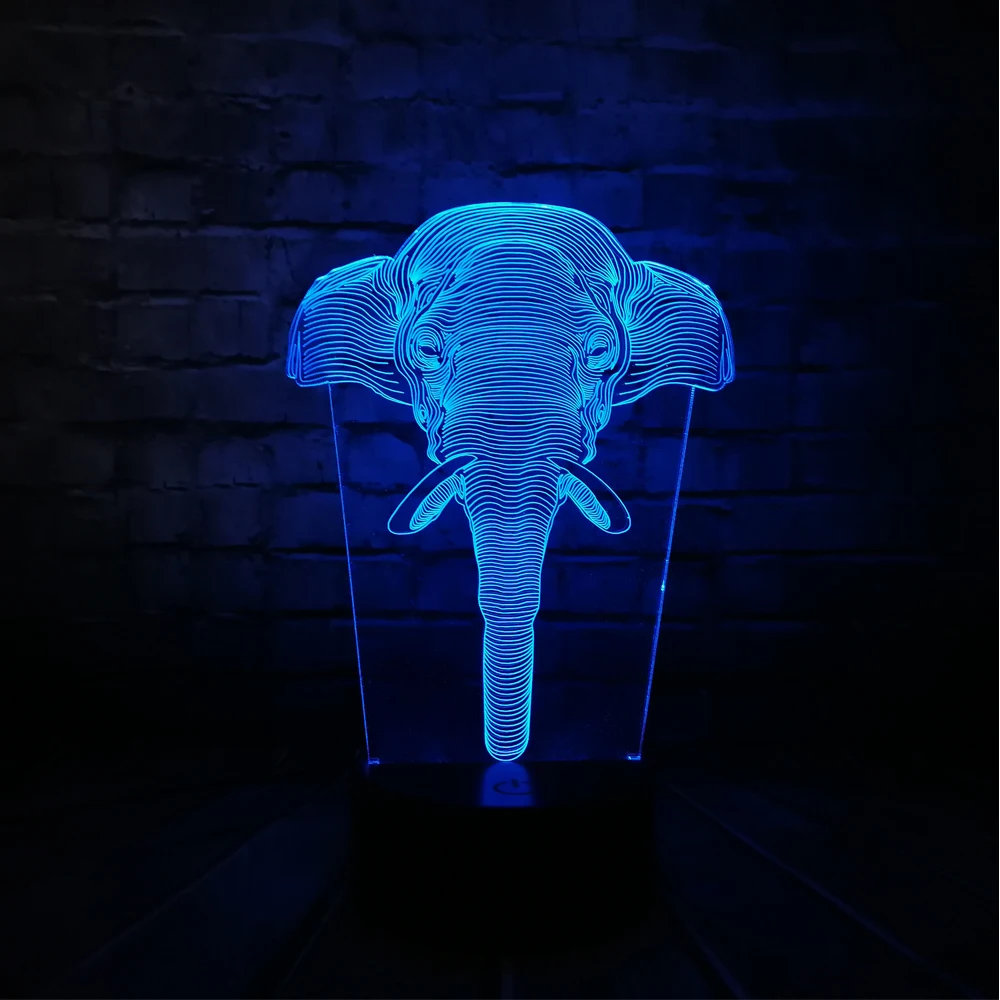 Новый Животный слон 3D светодиодный USB лампа красочный градиент настроения RGB