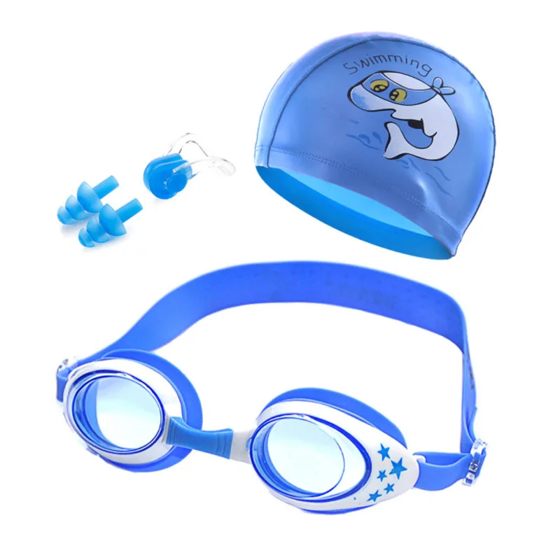 Детские очки для плавания, Детские Мультяшные шапочки для плавания, заглушка для ушей, профессиональные очки для мальчиков с дельфинами, водонепроницаемая шляпа для плавания, очки для бассейна ming