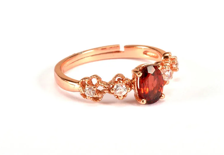 

Garnet opening ring Silver Ring Color treasure Hand inlaid