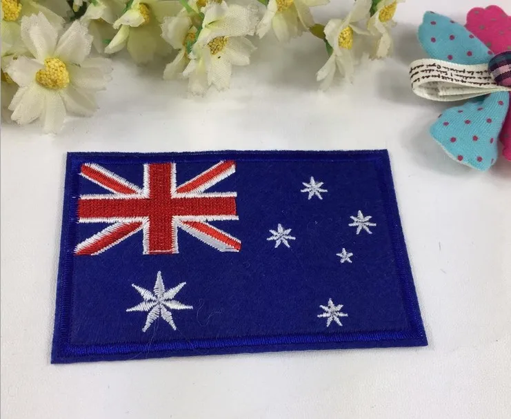 10 pcs/Lot Wholesale Embroidered Australia Flag Iron On Sew On Patch Applique Badge DIY