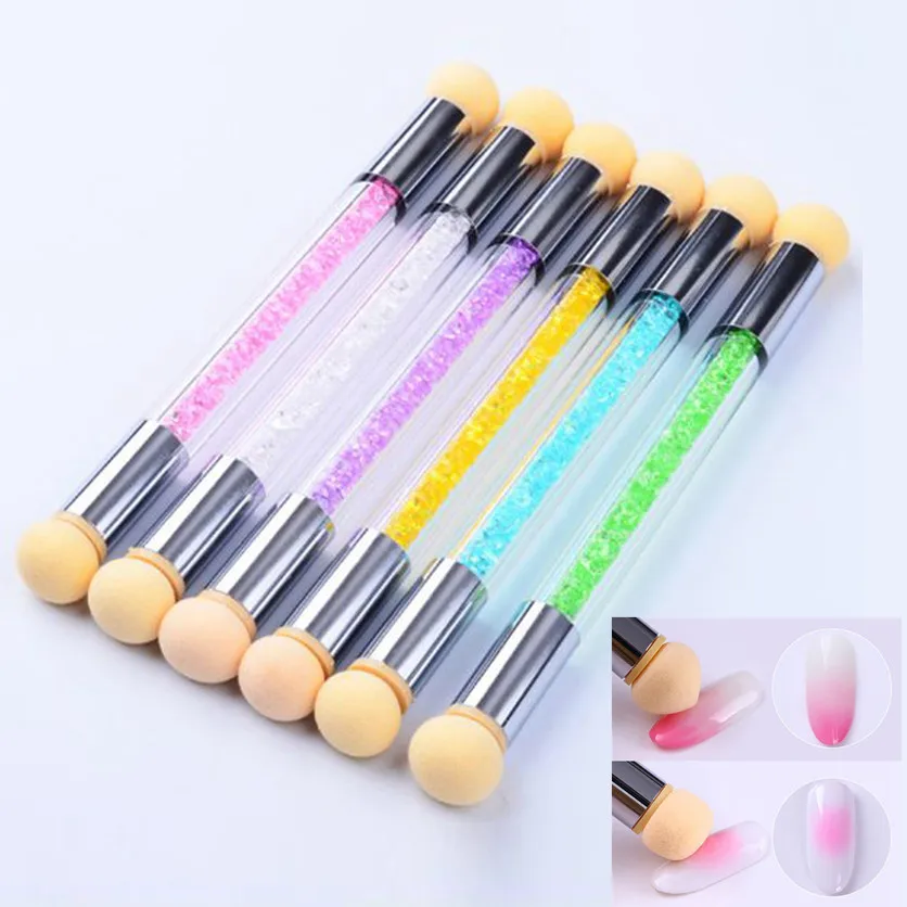 

1Pcs Double-ended Sponge Nail Brush Gradient Shading Pen Dotting Head Rhinestone Handle Nail Art Tool