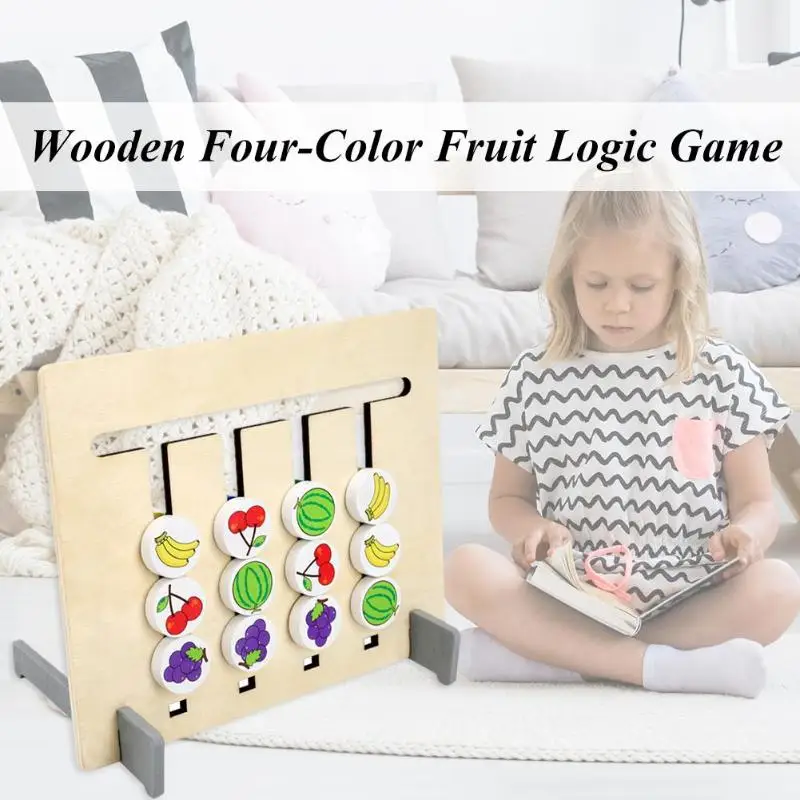 Детские деревянные Четырехцветные фруктовые Логические игры Детские игрушки для игры с фруктовым мачтингом детские развивающие