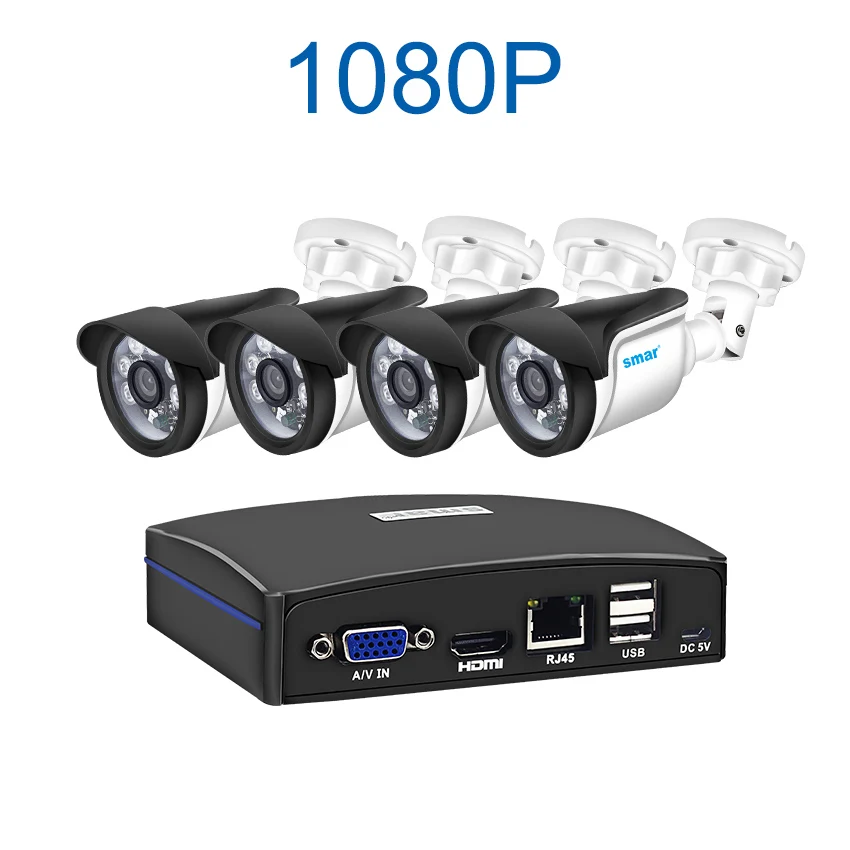 Sm4ch CCTV NVR система 4 шт 720 P/1080 P наружная ip-камера комплект домашняя система видеонаблюдения HDMI P2P Поддержка Esata+ USB+ TF хранение - Цвет: Зеленый