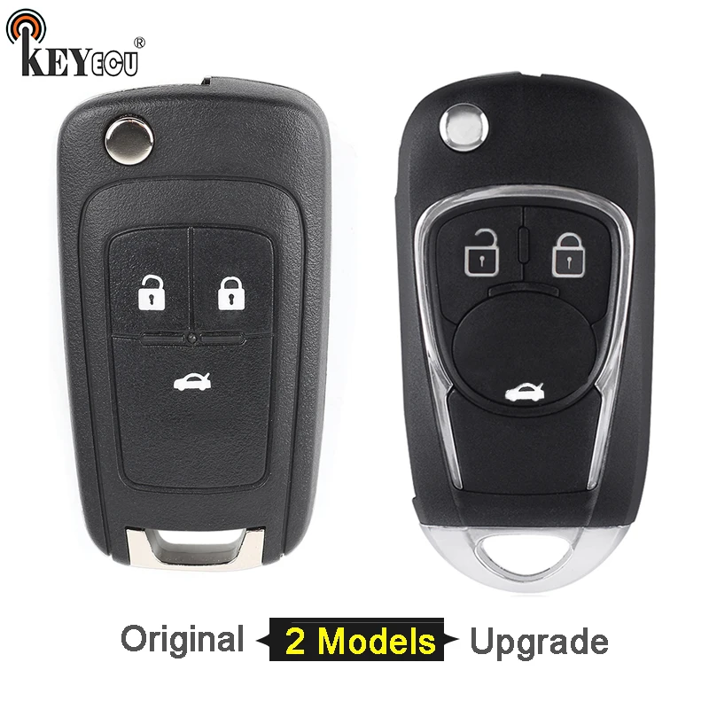 

KEYECU for Opel, for Chevrolet Cruze Aveo Orlando Original/ Modified Flip Folding Remote Key Shell Case Fob 3 Button HU100 Blade