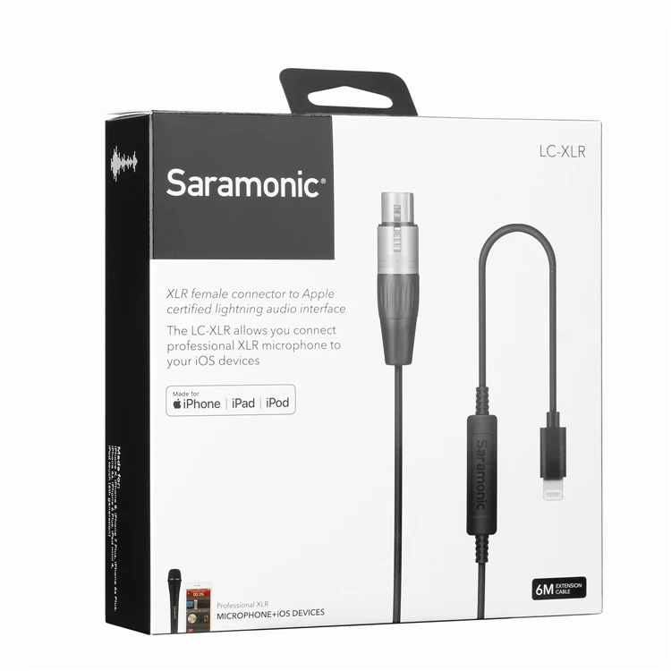 Saramonic 6 м кабель адаптер с XLR Женский вход и Apple Сертифицированный Lightning аудио интерфейс для Pro XLR Mic и iPhone устройств