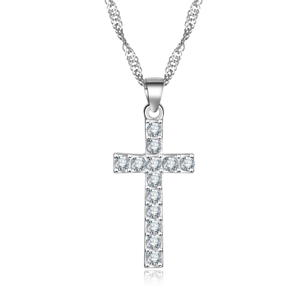 

Silver Plated Necklace Silver Jewelry Cross Pendant /Fransua Bqoakhva X307