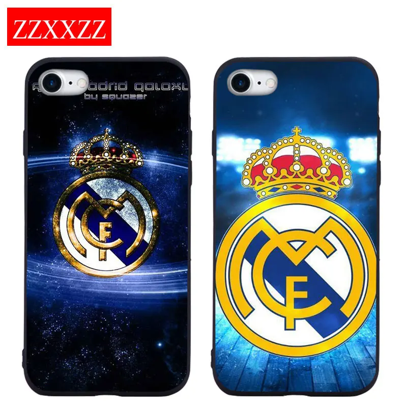 ZZXXZZ Футбол Реал команда Чехол для телефона с логотипом iPhone 7 8 Plus XS Max XR чехол X 6 5S